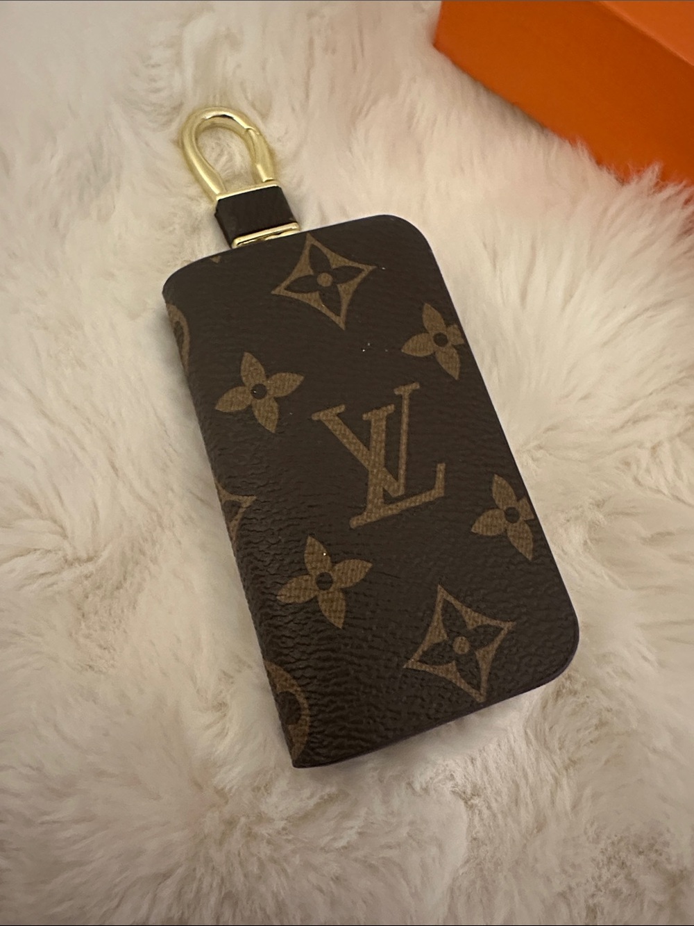 Floral key monogram pouch great genuine leather